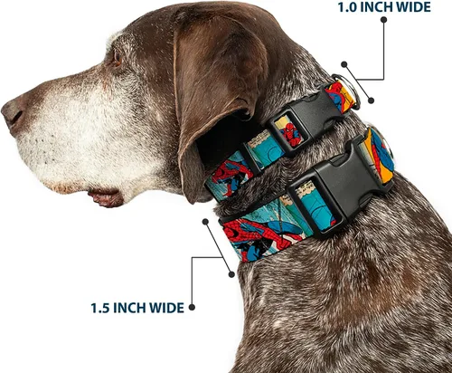 Vista 2 de Collar de perro Clip de plástico Spider Man tira cómica de 9 a 15 pulgadas 1.0 pulgadas de ancho