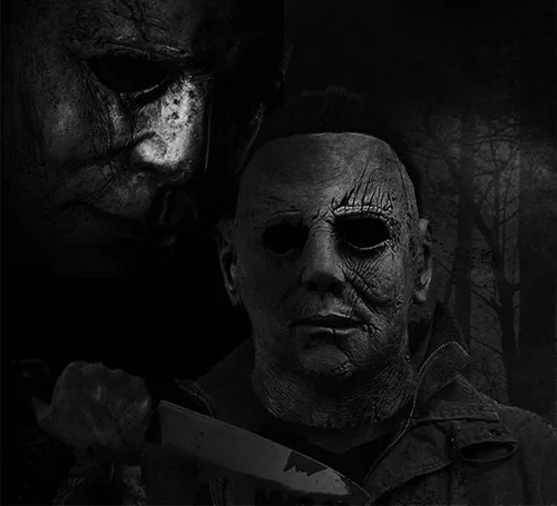 Vista 2 de Gorbgle Máscara de Michael Myers, máscara de látex para Halloween para hombres y adultos, disfraz de cosplay espeluznante, máscara de cabeza