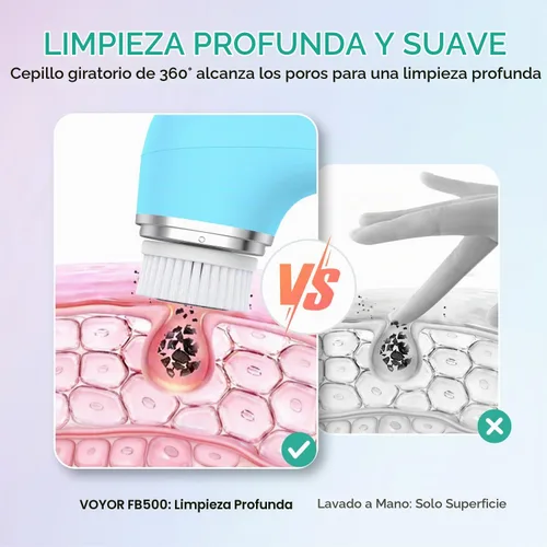 Vista 3 de VOYOR Cepillo de limpieza facial, juego de limpiador facial giratorio