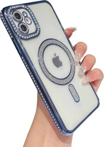 Vista 11 de Caseative - Carcasa para iPhone 11, color negro Brillo brillante magnético transparente compatible con carga inalámbrica MagSafe