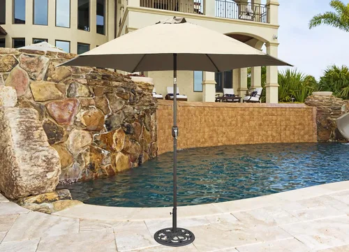 Vista 4 de Paraguas de mercado Tropishade 9 ft Bronce de aluminio con cover Beige de poliéster, Beige