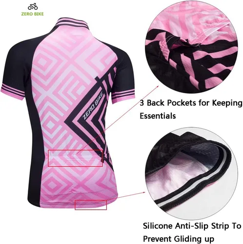 Vista 3 de Jersey de ciclismo para mujer, de manga corta, secado rápido, transpirable, para montaña.