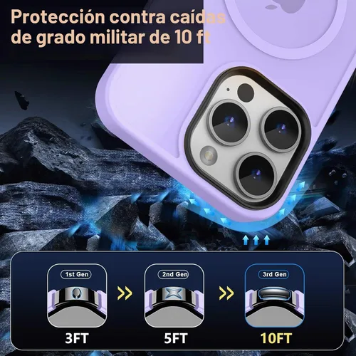 Vista 4 de MOCCA - Funda magnética a prueba de golpes para iPhone 14 Pro Max, color púrpura claro (A-Light Purple)