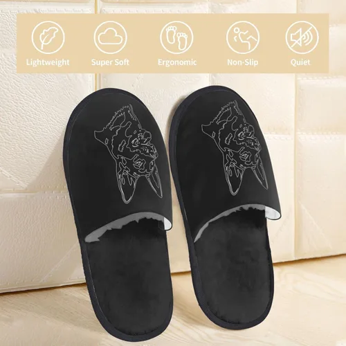 Vista 3 de Hot-German-Shepherd-Dog - Pantuflas peludas de algodón para el hogar en invierno, pantuflas de felpa unisex de dos tamaños