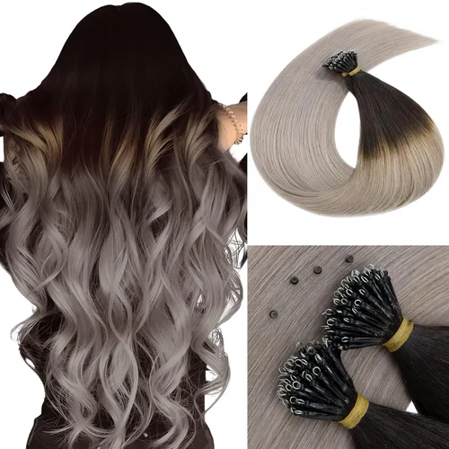 Vista 15 de MY-LADY Microlink - Extensiones de cabello humano con microcuentas de 14 pulgadas, extensiones de cabello rubio con micro bucle, extensiones