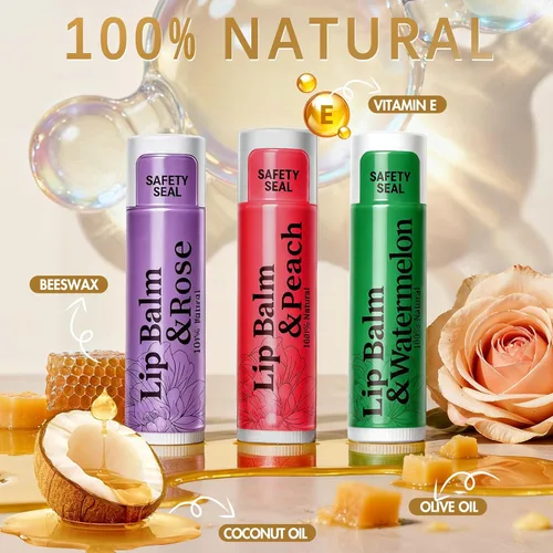 Vista 3 de RBUGR Bálsamo labial a granel, 126 unidades, bálsamo labial hidratante orgánico natural con 12 sabores para labios agrietados, paquete a granel