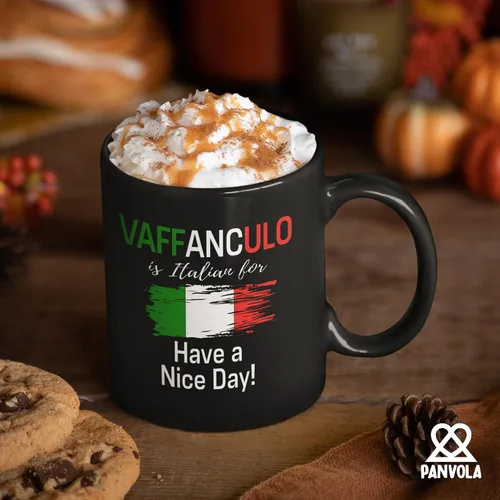 Vista 4 de Panvola Vaffanculo Is Italian For Have A Nice Day - Divertido regalo italiano para compañeros de trabajo, amigos, hermana, hermano, familia en Negro