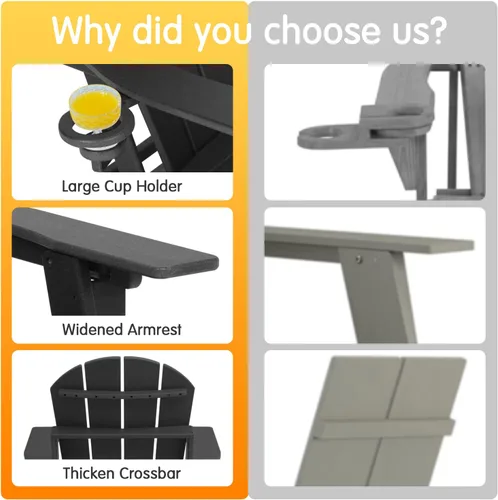 Vista 5 de Lepdep Silla plegable Adirondack moderna ajustable de plástico para exteriores, resistente a la intemperie, 3 posiciones con soporte para tazas