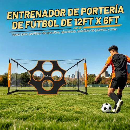 Vista 4 de Portería de fútbol de 12 x 6 pies con objetivo de precisión de 10 agujeros, marco resistente