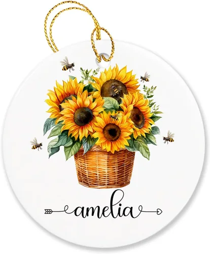 Vista 26 de Adorno personalizado de flor de azalea para la primera Navidad, adorno personalizado de Azalea 1ª Navidad, recuerdo de flores para amigos, regalo