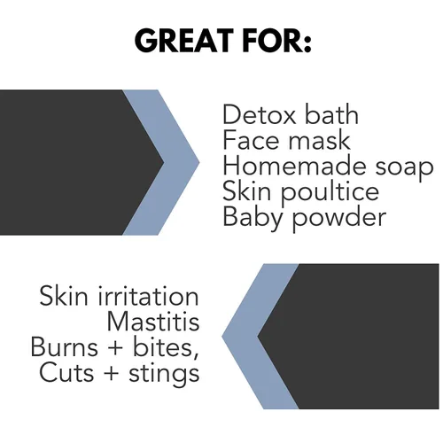Vista 5 de Pure Body Naturals Polvo de bentonita pura para baño y máscara facial, arcilla curativa india pura para quemaduras, mastitis, piel inflamada