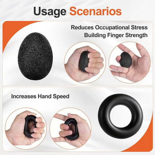 Vista 6 de Grip Strength Trainer Kit (5 Pack) Adjustable Resistance Hand Gripper,Finger Exerciser,Hand Extension Exerciser,Stress Relief Ball and Forearm