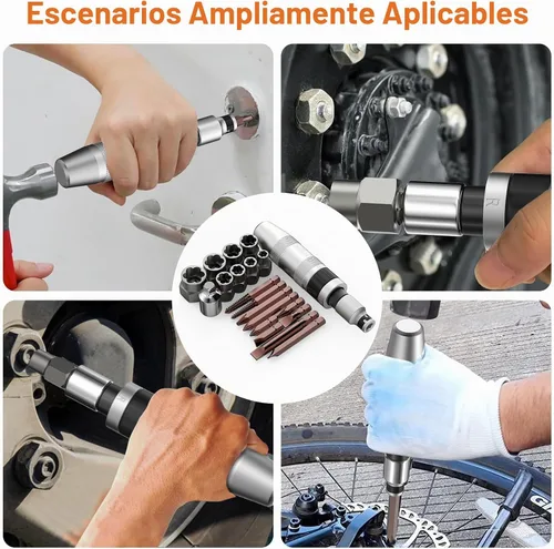 Vista 7 de 12 piezas de destornillador de impacto manual de 3/8" y 8 piezas de extractor de pernos de 3/8", XEWEA destornillador reversible de impacto