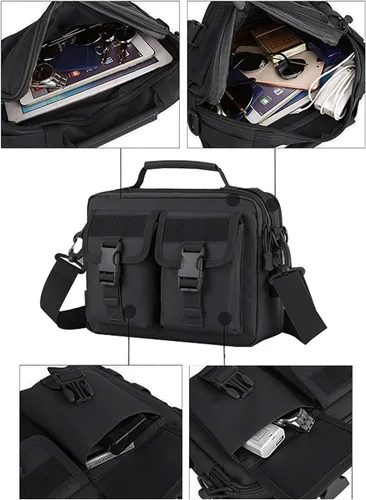 Vista 4 de HUNTVP Bolso táctico de mensajero multifunción de nailon para maletín de hombro con puerto USB