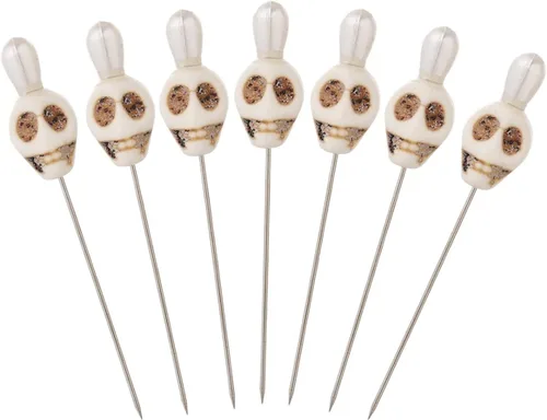 Vista 8 de BLESSUME 7pcs Candle Magick Ritual Pins Skull Top (negro)
