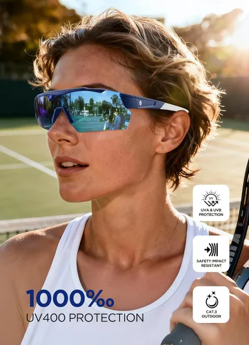 Vista 2 de Gafas de sol Z87 para mujer y hombre Lentes de sol de seguridad elegantes con protección UV400 avanzada, para correr, pickleball, béisbol