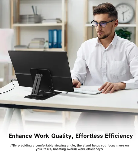 Vista 6 de Ingnok Soporte ajustable para tableta, soporte para monitor portátil compatible con monitor portátil, tableta, teléfono, iPad, Surface Pro, Kindle