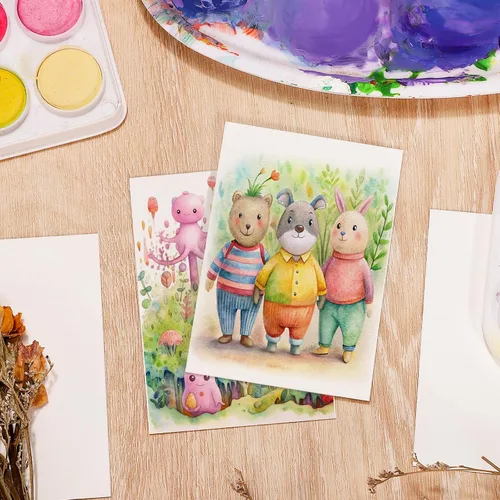 Vista 6 de 120 hojas de papel de acuarela a granel, papel prensado en frío de 140 lb/300 GSM, papel blanco para acuarela para niños, estudiantes, adultos