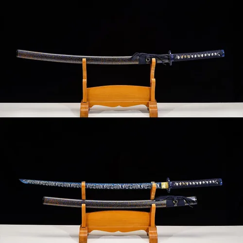 Vista 6 de Kamaiwo -1045/1060 hechas a mano forjadas a mano, auténticas, las espadas samuráis katana japonesas son un regalo único para hombres. El acero