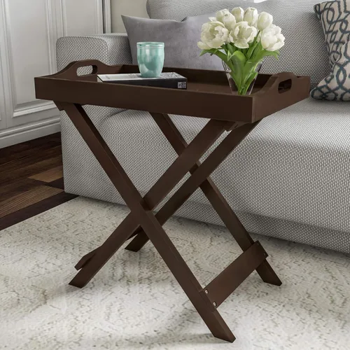 Vista 14 de Lavish Home Mesa plegable para TV con bandeja extraíble, juego de 2, color Negro