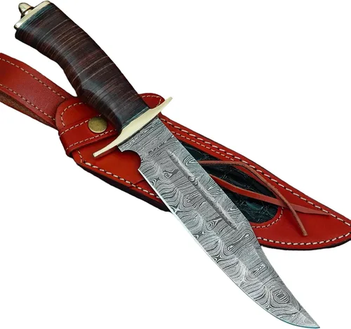 Vista 9 de Poshland REG-109 Cuchillo Bowie hecho a mano de acero D2 de 15.25 pulgadas, mango de madera maciza