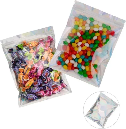 Vista 4 de Bolsas a prueba de olores, 100 bolsas resellables de Mylar de aluminio, bolsas planas para almacenamiento de alimentos, 4 x 6 pulgadas