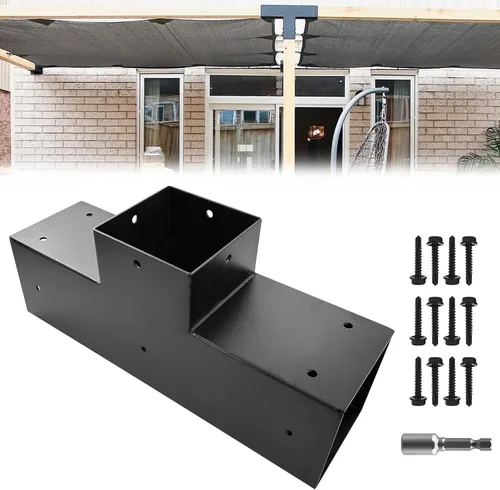Vista 12 de Kits de soporte para pérgola DIY, soportes de esquina en forma de L de 2 vías para madera de 4 x 4 pulgadas (real: 3.5 x 3.5 pulgadas) para pérgola