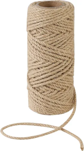 Vista 8 de Cordel de yute natural de 0.118 pulgadas y 328 pies para manualidades de regalo, proyectos de manualidades, envoltura, agrupación, embalaje