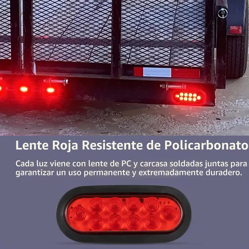Vista 3 de Kit de luces LED ovaladas de 6" para remolque, 4 piezas de luces traseras impermeables de parada/giro/freno con 10 marcadores LED para camión, RV 4