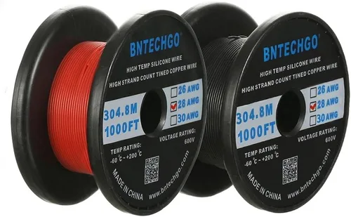 Vista 19 de BNTECHGO Carrete de alambre de silicona de calibre 28 rojo 250 pies Flexible 28 AWG alambre de cobre estañado trenzado