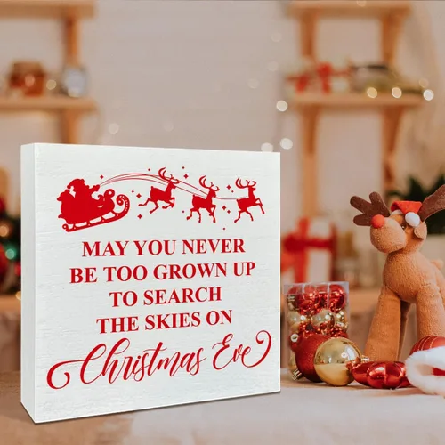 Vista 4 de Letrero de madera para mesa de trineo de Papá Noel - Los cielos en Nochebuena