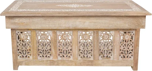 Vista 9 de Lightnpro - Mesa de centro de madera hecha a mano – Mesa central rectangular plegable premontada para sala de estar con revistas y almacenamiento