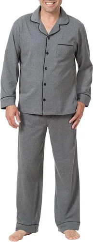 Vista 11 de PajamaGram Conjunto de pijama para hombre, clásico, 100% algodón Negro