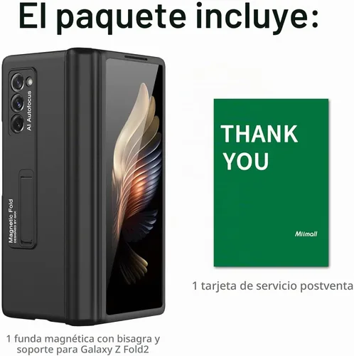 Vista 7 de Miimall Funda para Galaxy Z Fold 2 con soporte, bisagra magnética, protección de parachoques de policarbonato duro, color negro