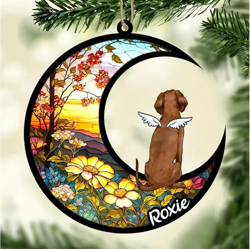 Vista 380 de LOVELYPOD Adorno de Navidad personalizado para perro Basset Hound (marrón) Basset Hound (marrón) adorno para atrapasoles de perro, razas de perros