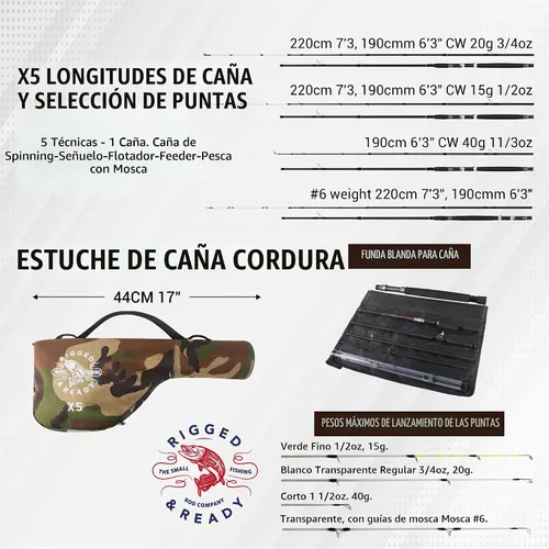 Vista 6 de Rigged & Ready X Series™ Cañas de pescar de viaje. 6 Combos y cañas súper