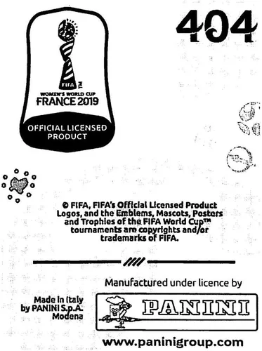 Vista 2 de Panini FIFA - Calcomanías para álbumes de la Copa Mundial Femenina de Francia 2019 (solo adhesivo individual) Fútbol #404 Logotipo