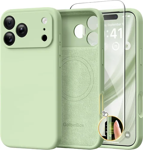 Vista 21 de GolbinBox Funda magnética para iPhone 17, compatible con MagSafe, cubierta de silicona integrada para control de cámara, funda de silicona líquida a