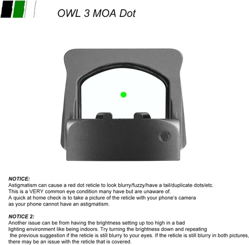 Vista 4 de Zulisy OWL 3 MOA - Mira refleja de punto verde de tamaño completo, para Doctor/Venom Footprint, adaptador óptico listo para cortar pistola, Shake