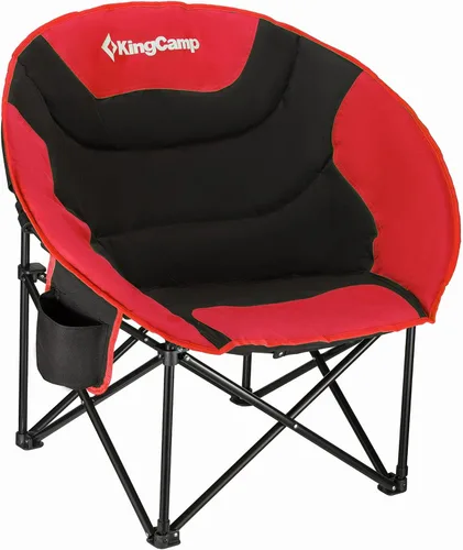 Vista 5 de KingCamp Paquete de 2 sillas de campamento acolchadas de gran tamaño con forma de luna, sillas plegables con soporte para tazas, bolsa