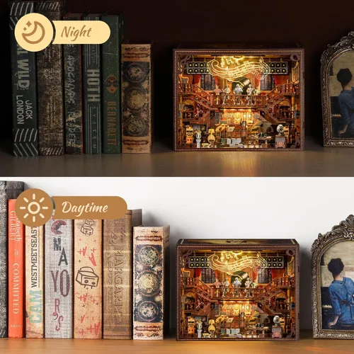 Vista 6 de Kit de rincón de lectura - Rompecabezas 3D de madera con luces LED - Manualidades para adultos y adolescentes - Decoración para insertar