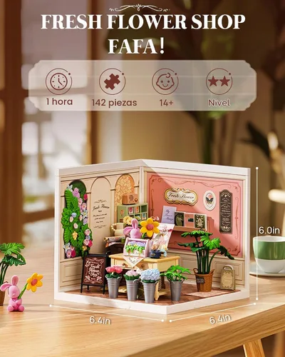 Vista 3 de Rolife Super Creator Kits Fresh Flower Shop, bloques de construcción de casa pequeña para muñequitas, kits de bricolaje de modelo de casa