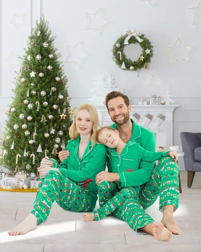 Vista 3 de DAUGHTER QUEEN Pijamas de Navidad para la familia, niños de 6 a 15 años, tallas de adultos S-XXL