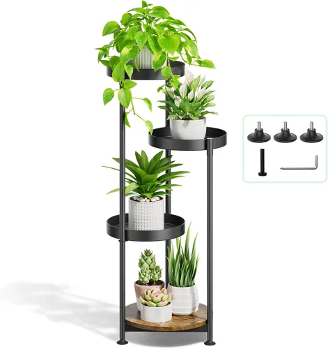 Vista 15 de Oppro - Soporte para plantas de interiores y exteriores, estante de metal de 3 niveles para macetas, soporte alto para múltiples plantas en esquina