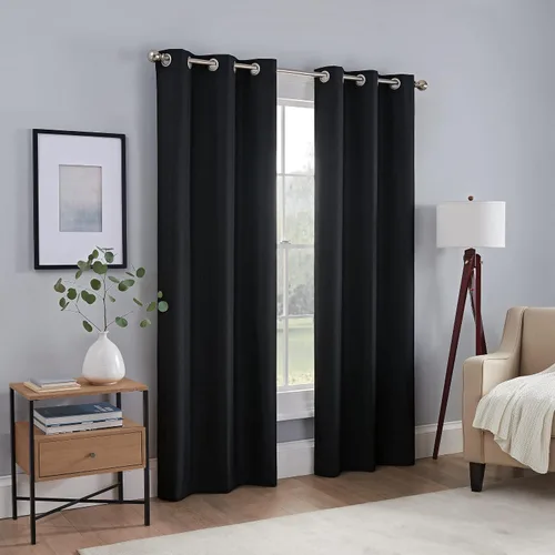 Vista 2 de ECLIPSE Kylie - Cortinas de ventana con ojales, para sala de estar (2 paneles), 37 x 95 pulgadas, color negro