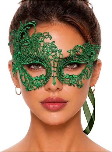 Vista 45 de Masquerade Mask For Women Lace Masquerade Mask for Masquerade Party, Proms, Venetian Party, Mardi Gras, Halloween & Cosplay Ana Bg Pluma de Pavo Real