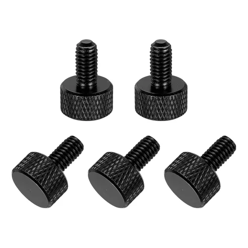 Vista 126 de MECCANIXITY 5 piezas M6x14mm Tornillos de pulgar estriado de cabeza plana, pernos de rosca completa de aleación de aluminio sólido para carcasas