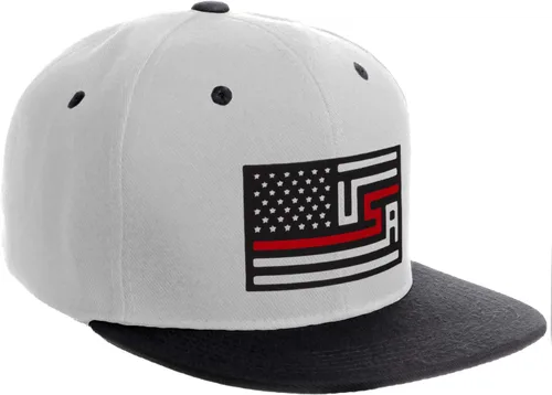 Vista 33 de I&W Hatgear Bandera de Rediseño de Estados Unidos Delgada Azul Línea Roja Soporte American Servicemen Sombrero El Snapback Línea Azul Delgada