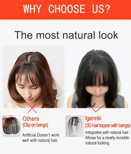 Vista 2 de Extensiones de cabello 100% humano 3D para mujer, extensiones de cabello con flecos, 4.7 pulgadas de largo, BHA335 (LB marrón claro)