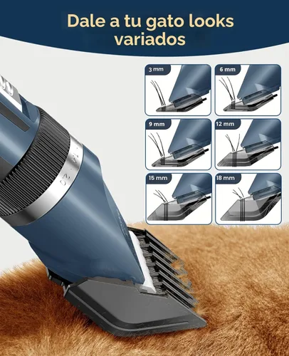 Vista 6 de oneisall Cortador de pelo para gatos silencioso para pelo enmarañado y largo, afeitadora de mascotas inalámbrica de 2 velocidades para gatos, perros
